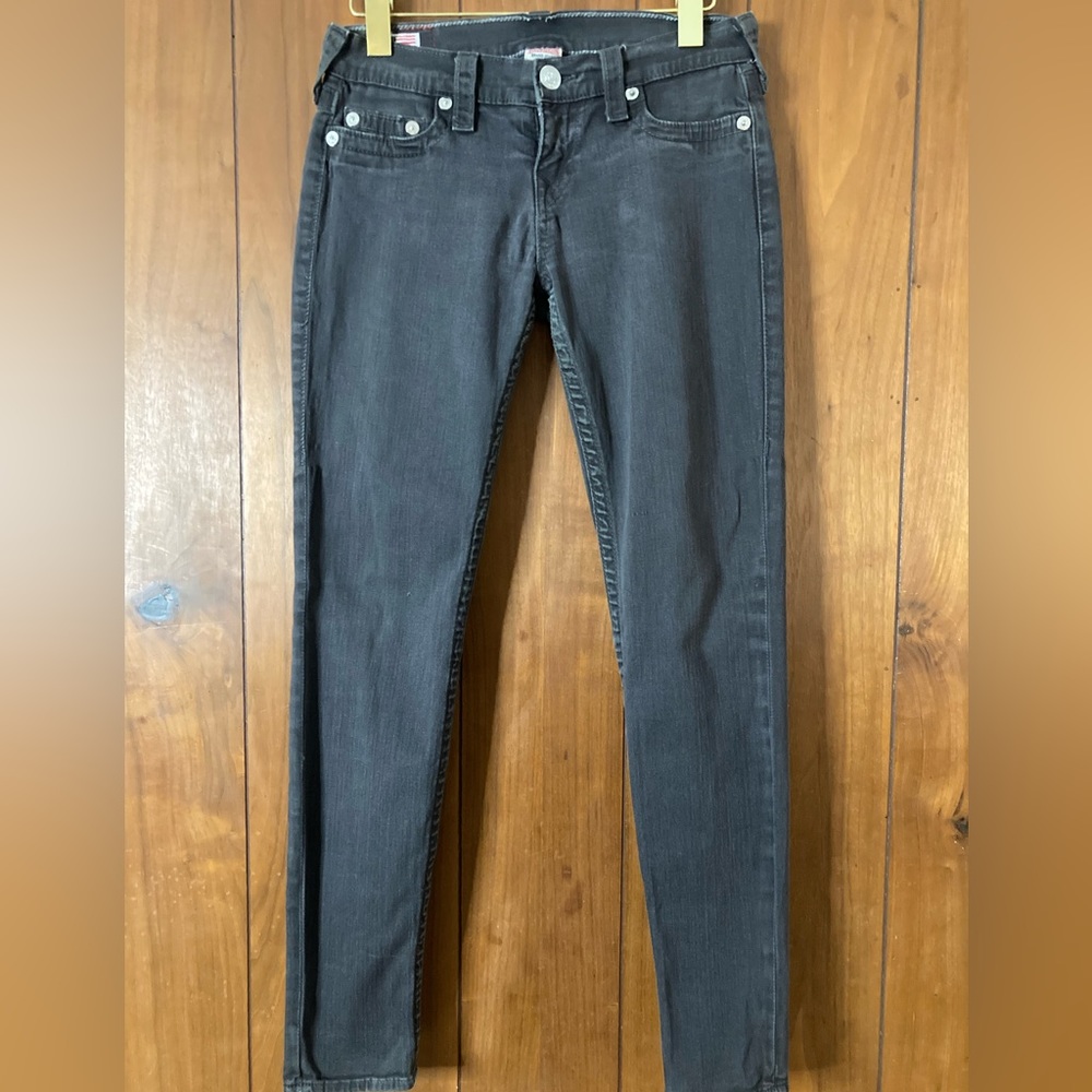 Womens True Religion Mid Rise Super Skinny “Casey” Jeans Black Size 28
